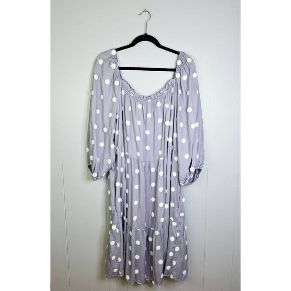 Cato Light Purple Embroidered Textured Polka Dot Knee Length Dress Size 18/20 - Picture 6 of 12